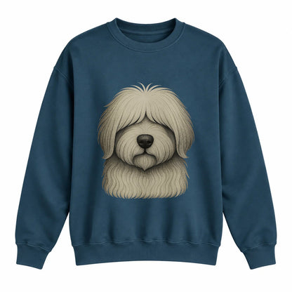 Old English Sheepdog portrait crewneck, Washed Navy, front