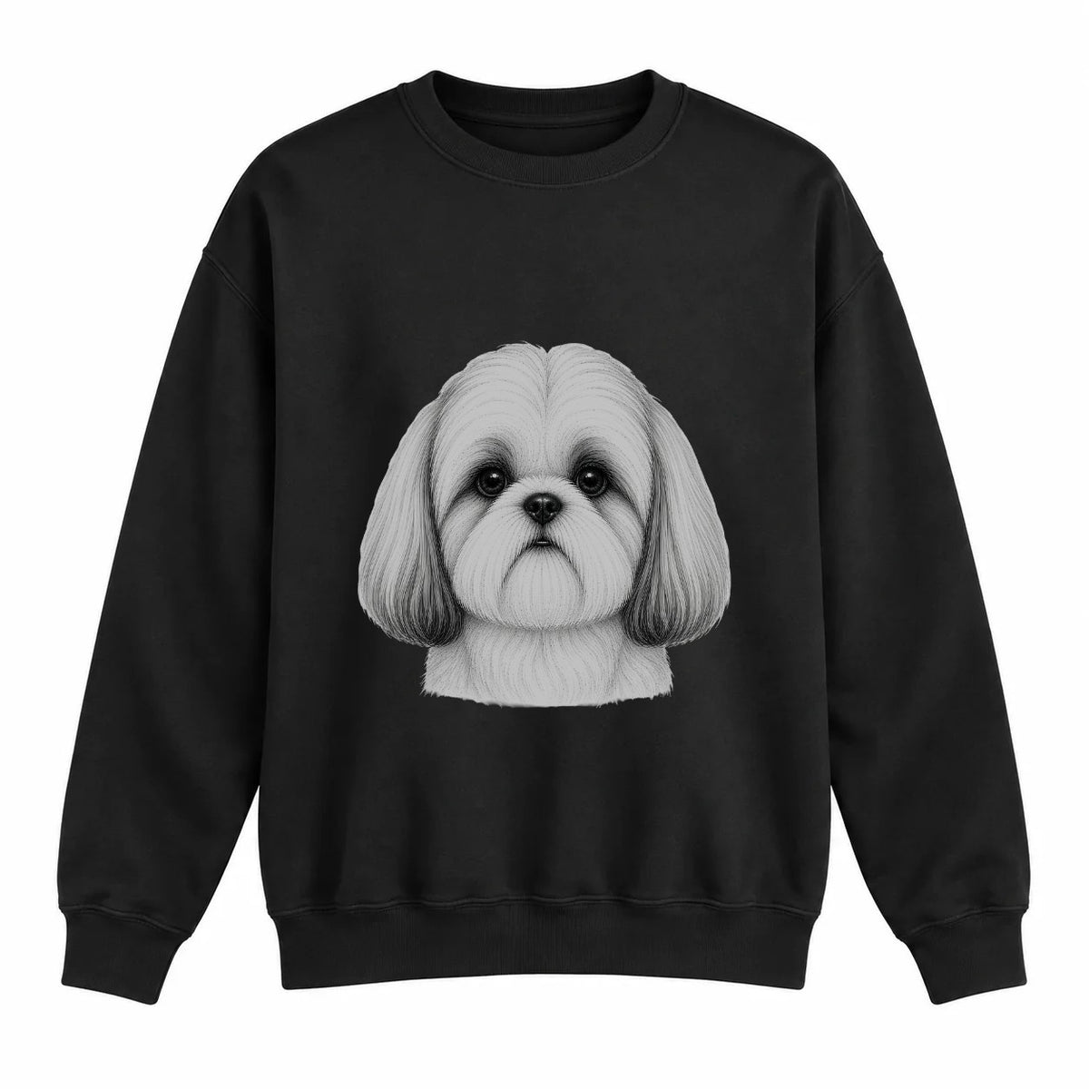 Shih Tzu portrait crewneck, Black Ink, front