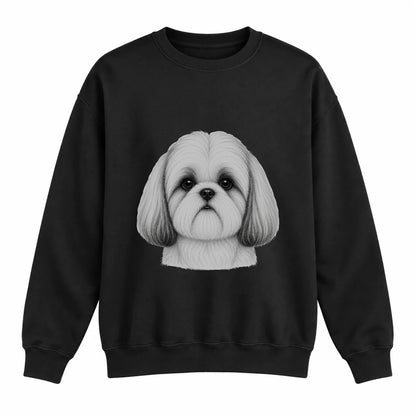 Shih Tzu portrait crewneck, Black Ink, front
